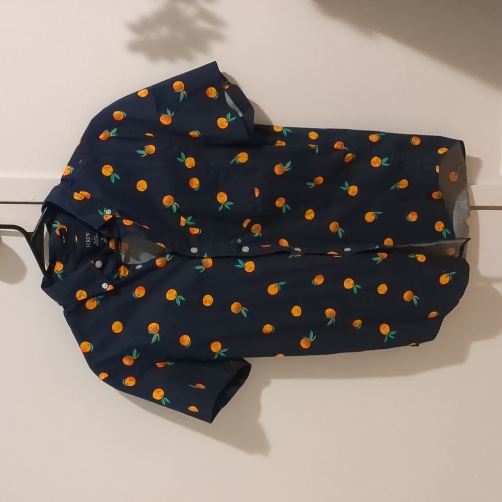 J. Crew Men's Slim Navy Shirt with Oranges